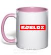 Чашка с цветной ручкой Roblox logo Нежно розовый фото