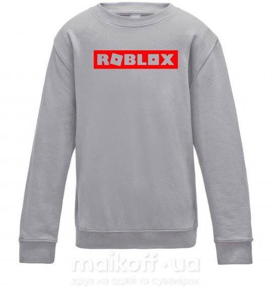 Детский Свитшот Roblox logo Серый меланж фото