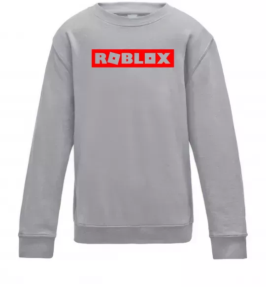 Детский Свитшот Roblox logo Серый меланж фото