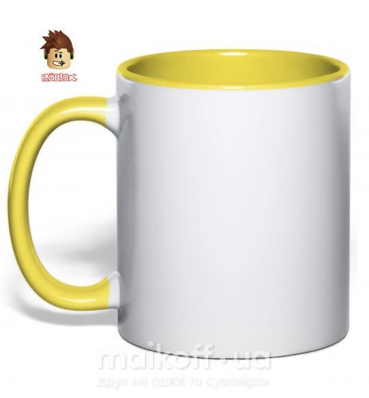 Чашка з кольоровою ручкою Roblox голова Сонячно жовтий фото