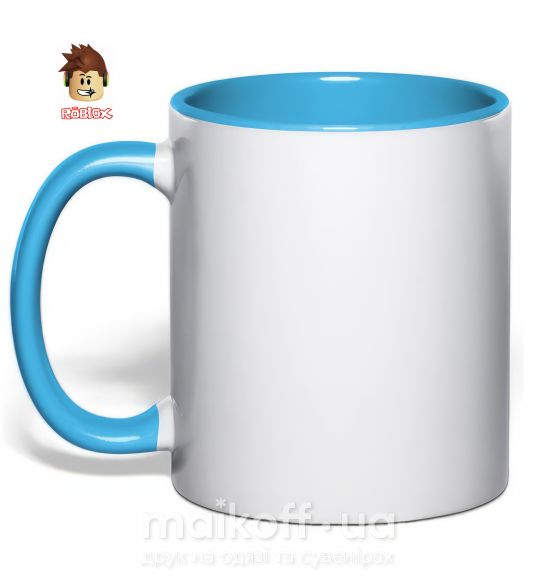 Чашка з кольоровою ручкою Roblox голова Блакитний фото