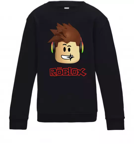 Детский Свитшот Roblox голова Черный фото