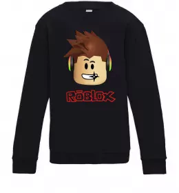 Детский Свитшот Roblox голова Черный фото