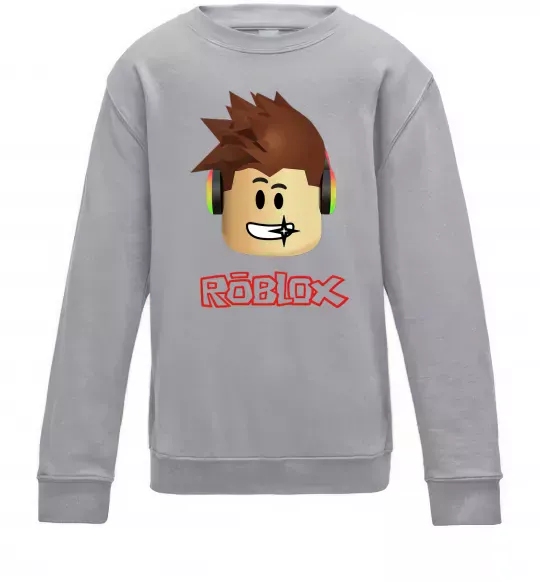 Детский Свитшот Roblox голова Серый меланж фото