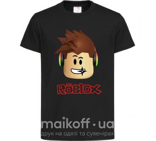 Детская футболка Roblox голова Черный фото
