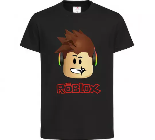 Детская футболка Roblox голова Черный фото