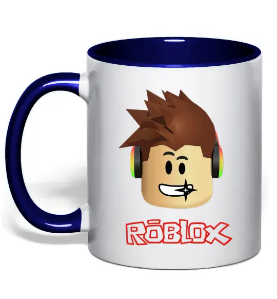 Чашка з кольоровою ручкою Roblox голова Глибокий темно-синій фото