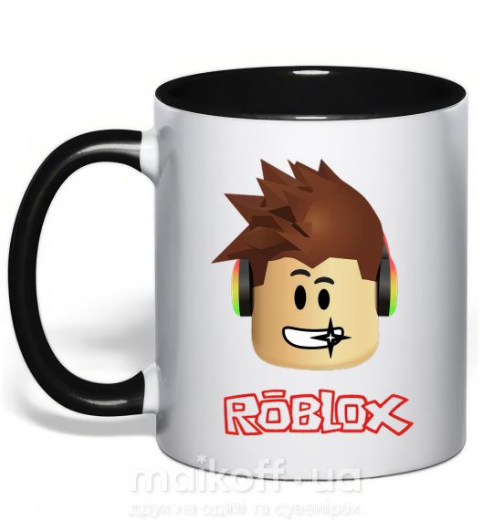Чашка с цветной ручкой Roblox голова Черный фото