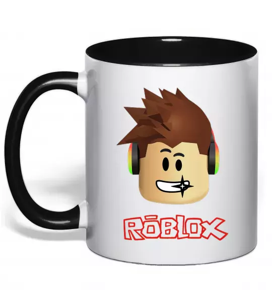 Чашка з кольоровою ручкою Roblox голова Чорний фото