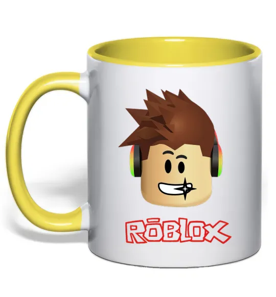 Чашка з кольоровою ручкою Roblox голова Лимонний фото