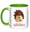 Чашка з кольоровою ручкою Roblox голова Лаймовий фото