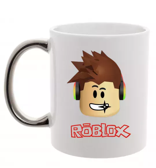 Чашка з кольоровою ручкою Roblox голова Срібло фото