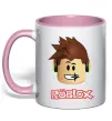 Чашка з кольоровою ручкою Roblox голова Ніжно рожевий фото