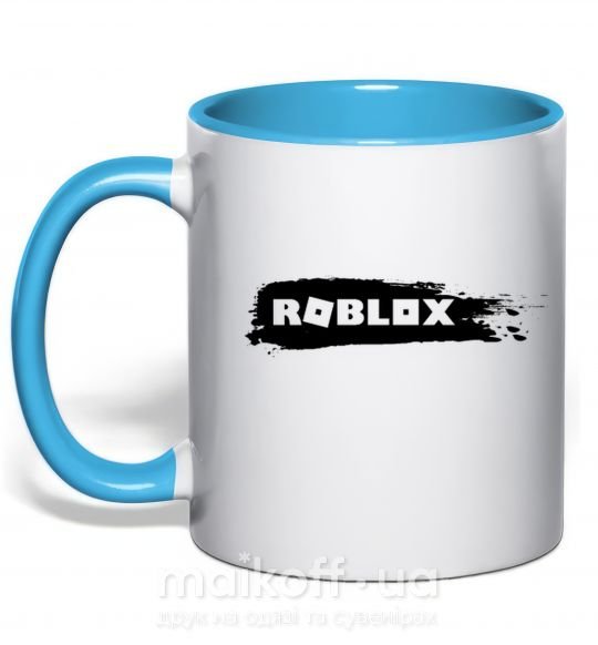 Чашка з кольоровою ручкою roblox краска Блакитний фото