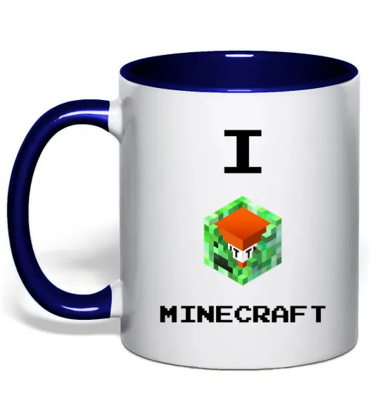 Чашка з кольоровою ручкою I tnt minecraft Глибокий темно-синій фото