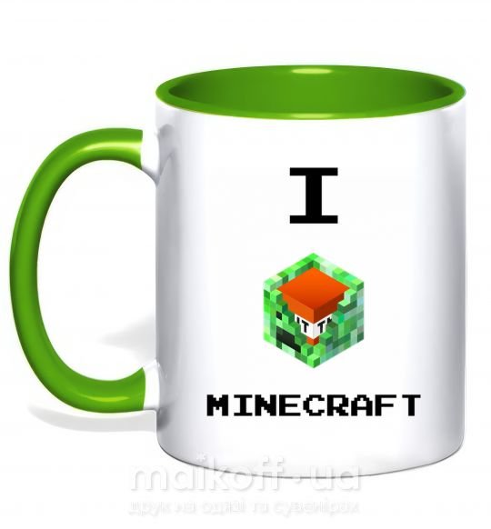 Чашка с цветной ручкой I tnt minecraft Зеленый фото
