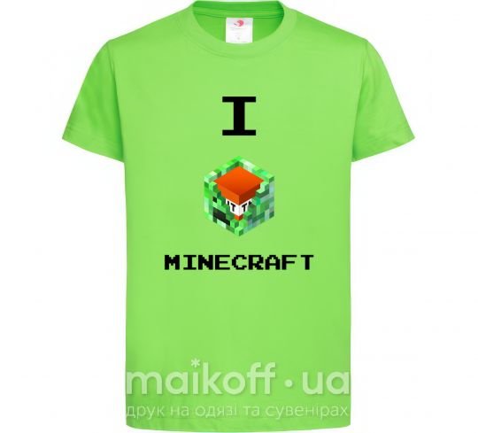 Дитяча футболка I tnt minecraft Лаймовий фото