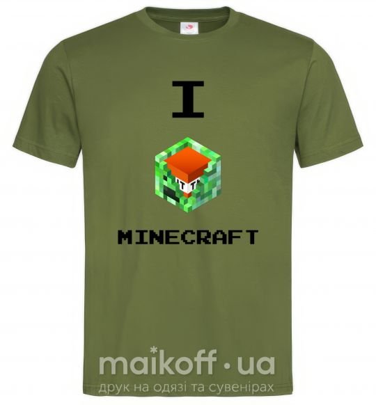 Мужская футболка I tnt minecraft Оливковый фото
