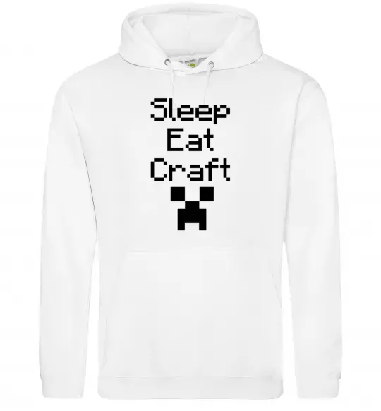 Мужская толстовка (худи) Sleep eat craft Белый фото