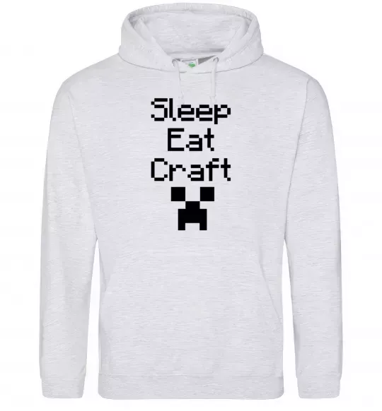 Мужская толстовка (худи) Sleep eat craft Серый меланж фото
