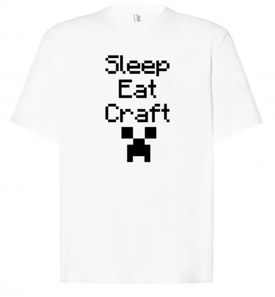 Футболка Оверсайз Sleep eat craft Білий фото