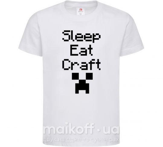 Дитяча футболка Sleep eat craft Білий фото