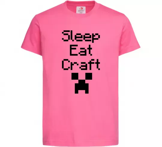 Дитяча футболка Sleep eat craft Яскраво-рожевий фото