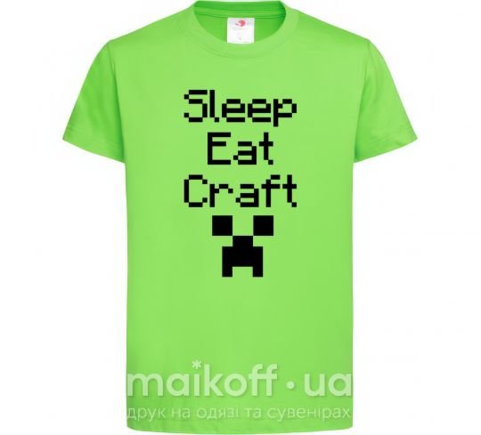 Дитяча футболка Sleep eat craft Лаймовий фото