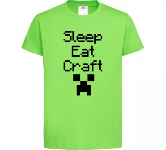 Дитяча футболка Sleep eat craft Лаймовий фото