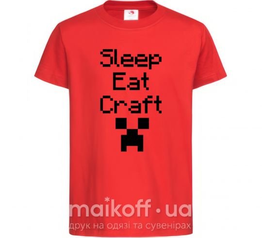 Дитяча футболка Sleep eat craft Червоний фото