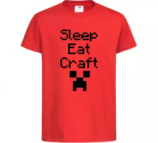 Дитяча футболка Sleep eat craft Червоний фото