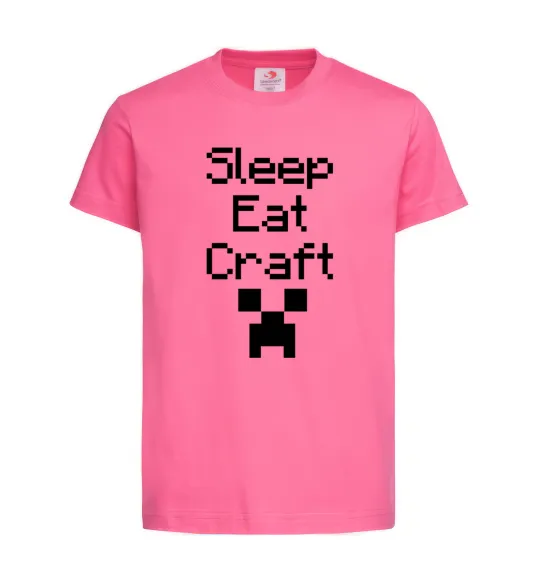 Дитяча футболка Sleep eat craft Яскраво-рожевий фото