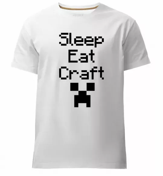 Чоловіча преміум футболка Sleep eat craft Білий фото