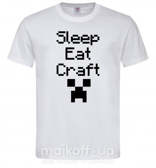 Мужская футболка Sleep eat craft Белый фото