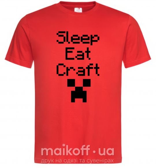 Мужская футболка Sleep eat craft Красный фото