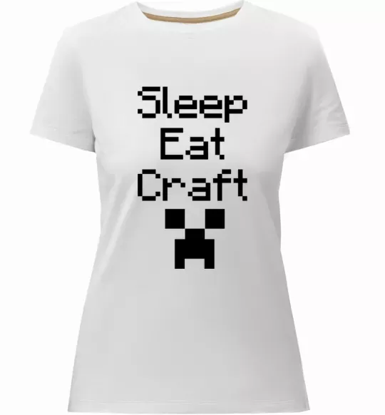 Жіноча преміум футболка Sleep eat craft Білий фото