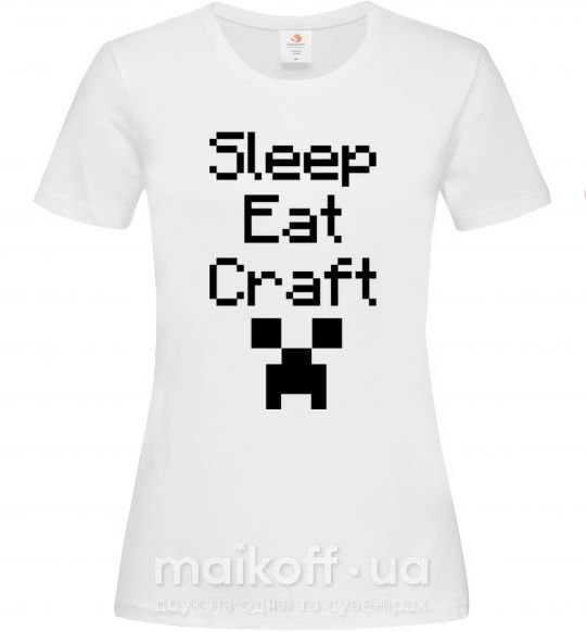 Жіноча футболка Sleep eat craft Білий фото