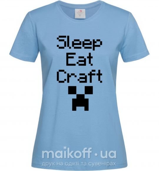 Жіноча футболка Sleep eat craft Блакитний фото