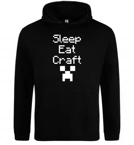 Мужская толстовка (худи) Sleep eat craft Черный фото
