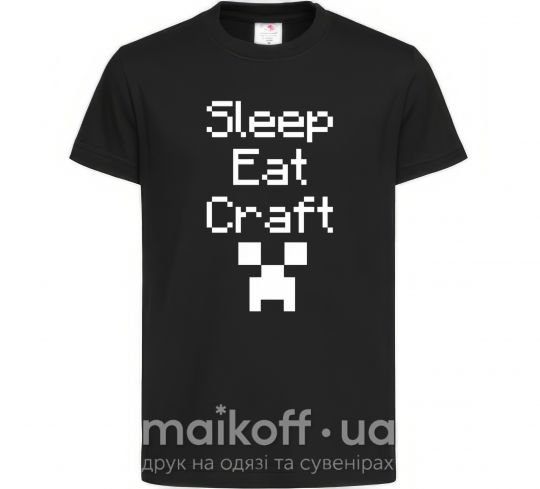 Дитяча футболка Sleep eat craft Чорний фото