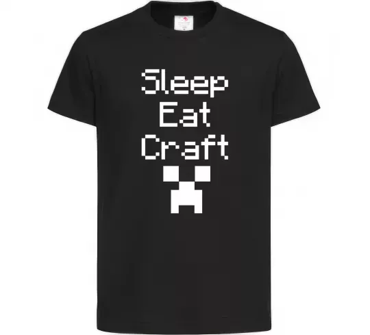 Дитяча футболка Sleep eat craft Чорний фото