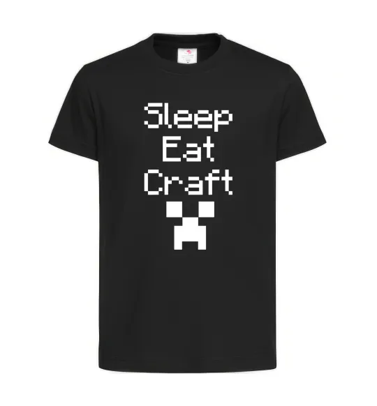 Дитяча футболка Sleep eat craft Чорний фото