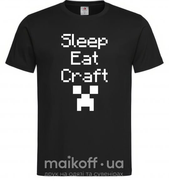 Мужская футболка Sleep eat craft Черный фото