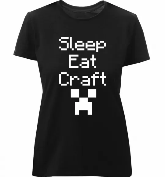 Жіноча преміум футболка Sleep eat craft Чорний фото