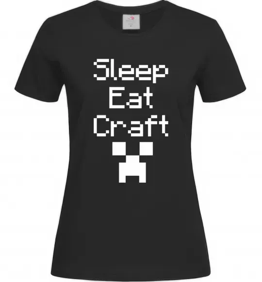 Жіноча футболка Sleep eat craft Чорний фото