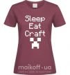 Жіноча футболка Sleep eat craft Бордовий фото
