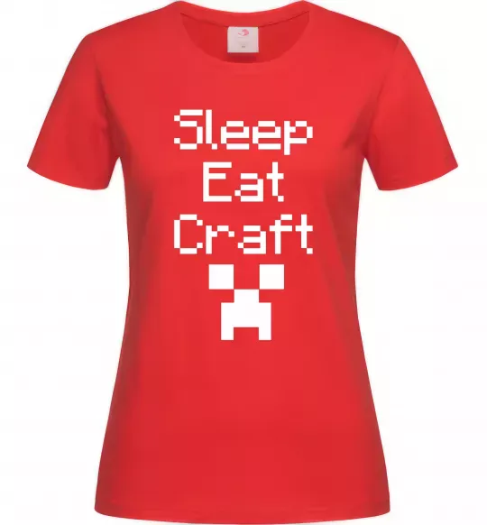 Жіноча футболка Sleep eat craft Червоний фото