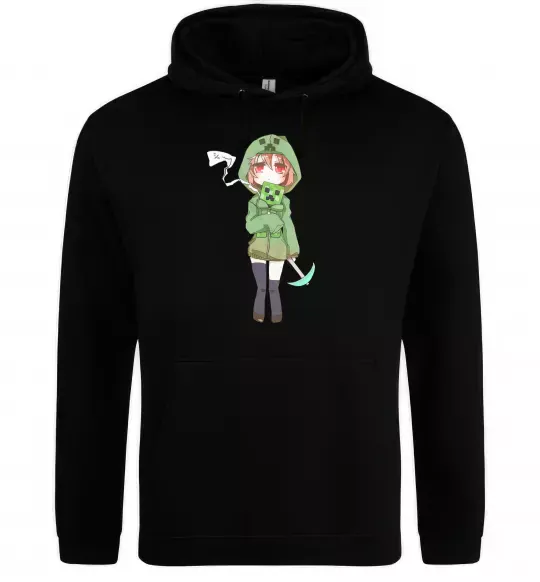 Женская толстовка (худи) Кріпер аніме майнкрафт Черный фото