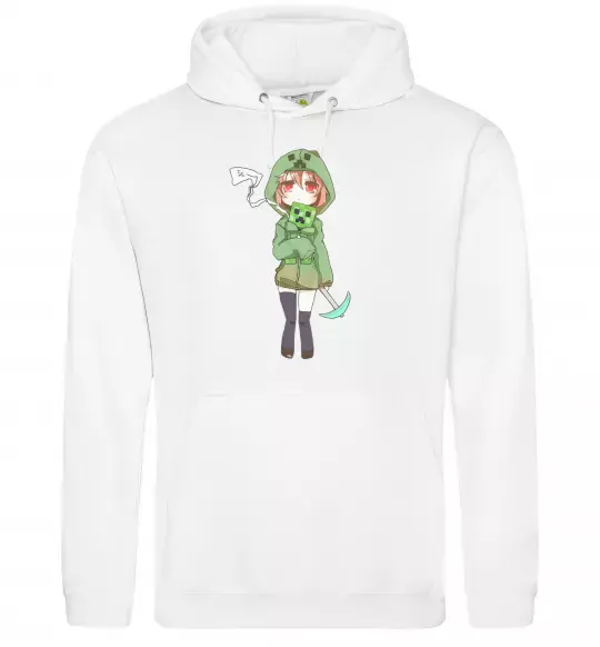 Женская толстовка (худи) Кріпер аніме майнкрафт Белый фото