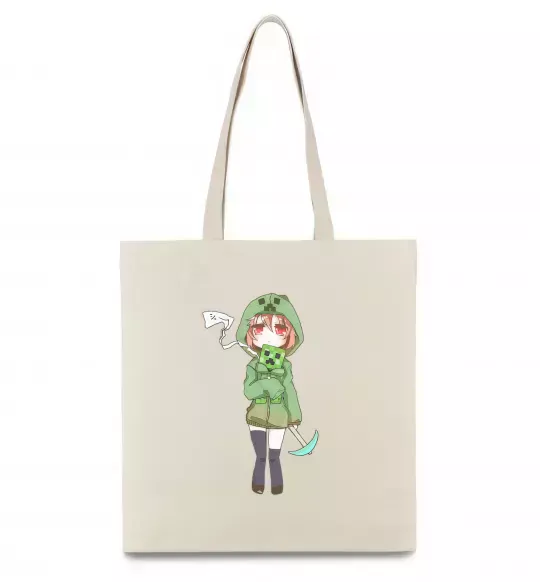 Эко-сумка Кріпер аніме майнкрафт Бежевый фото